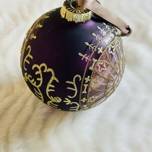 Large Glass Purple and Gold Holiday Ornament